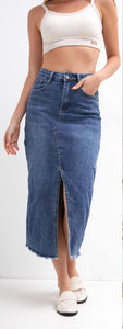 Gonna di Jeans Midi Blu Medio con Spacco sul Davanti - Regina Store By Centparadise